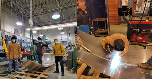 Students at Lincoln High School in Tacoma, WA completing their aluminum boat kit